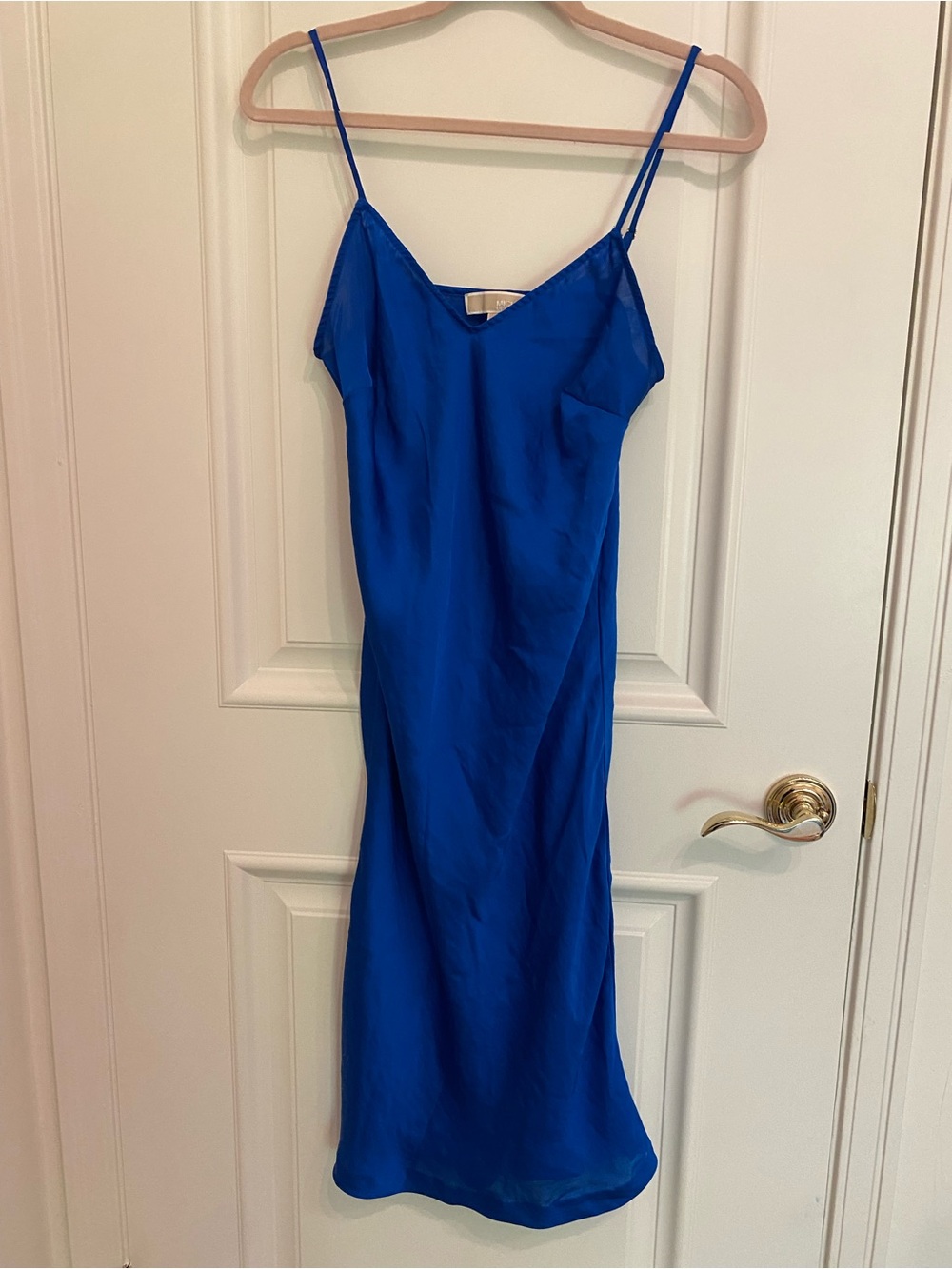 Michael Kors Cobalt Blue Satin Midi Slip Dress
